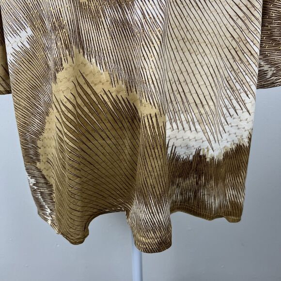 Vintage Ample Togs California Blouse Women 2XL Gold White Relaxed Bell Sleeve - Picture 15 of 16